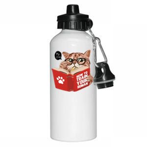 Meow How To Train Your Human Funny Cat Aluminum Water Bottle