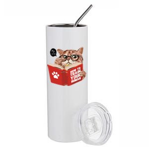 Meow How To Train Your Human Funny Cat Stainless Steel Tumbler