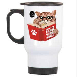 Meow How To Train Your Human Funny Cat Stainless Steel Travel Mug