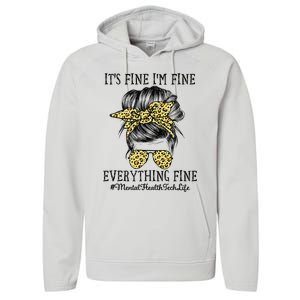 Mental Health Tech It's Fine I'm Fine and Everything's Fine Performance Fleece Hoodie