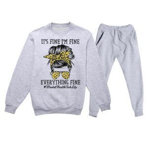 Mental Health Tech It's Fine I'm Fine and Everything's Fine Premium Crewneck Sweatsuit Set