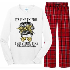 Mental Health Tech It's Fine I'm Fine and Everything's Fine Long Sleeve Pajama Set