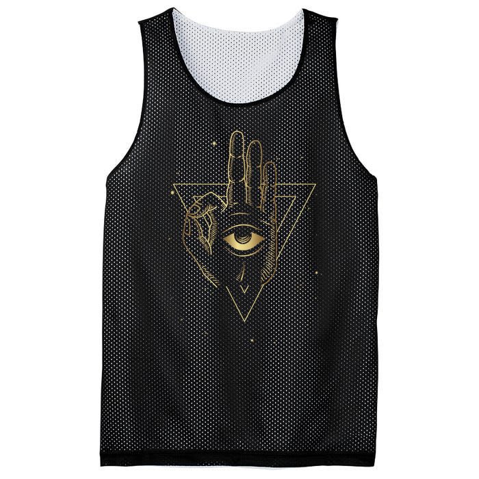 Meditation Hand Third Eye With Boho Style Mesh Reversible Basketball Jersey Tank