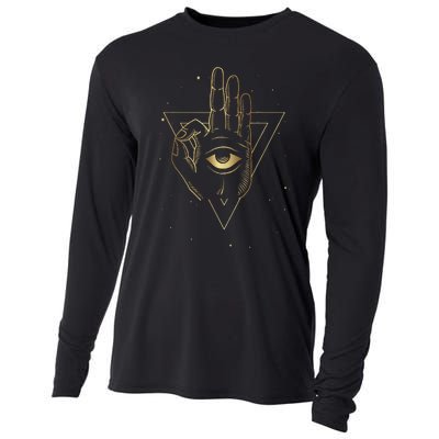 Meditation Hand Third Eye With Boho Style Cooling Performance Long Sleeve Crew