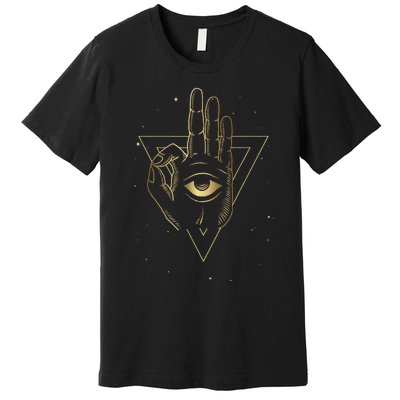 Meditation Hand Third Eye With Boho Style Premium T-Shirt