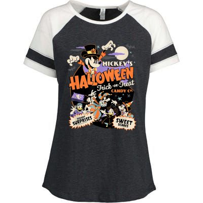 Mickey’S Halloween Trick Or Treat Candy Co. Enza Ladies Jersey Colorblock Tee