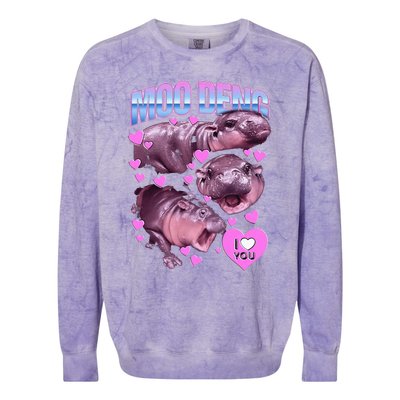 Moodeng Hippo The Famous Baby Pigmy Moodeng Colorblast Crewneck Sweatshirt