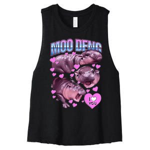 Moodeng Hippo The Famous Baby Pigmy Moodeng Women's Racerback Cropped Tank