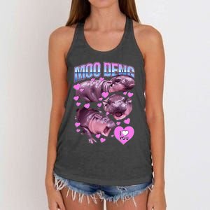 Moodeng Hippo The Famous Baby Pigmy Moodeng Women's Knotted Racerback Tank