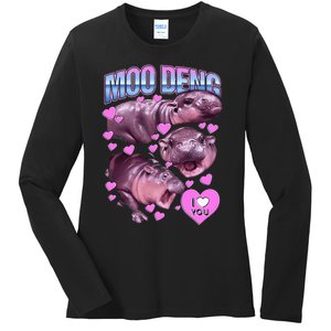 Moodeng Hippo The Famous Baby Pigmy Moodeng Ladies Long Sleeve Shirt