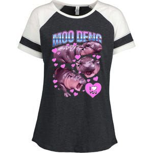 Moodeng Hippo The Famous Baby Pigmy Moodeng Enza Ladies Jersey Colorblock Tee