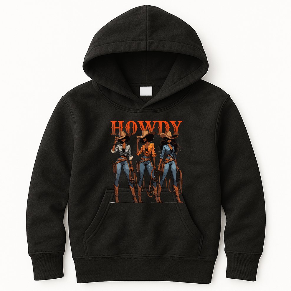 Melanin History Texas Howdy Black Cowgirl Western Rodeo Gift Kids Hoodie