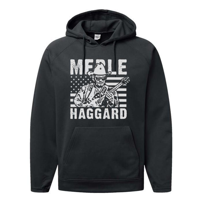 Merle Haggard T Shirt Vintage Country Rock T Shirt Performance Fleece Hoodie