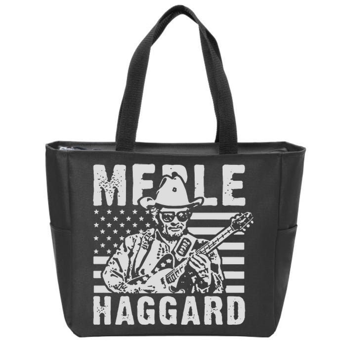 Merle Haggard T Shirt Vintage Country Rock T Shirt Zip Tote Bag