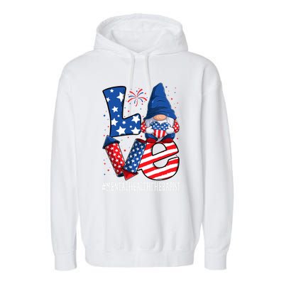 Mental Health Therapist Love 4th Of July Gnome Usa Patriotic Gift Garment-Dyed Fleece Hoodie