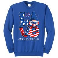 Mental Health Therapist Love 4th Of July Gnome Usa Patriotic Gift Tall Sweatshirt