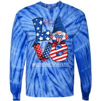 Mental Health Therapist Love 4th Of July Gnome Usa Patriotic Gift Tie-Dye Long Sleeve Shirt