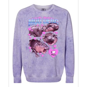 Moodeng Hippo The Famous Baby Pigmy Moodeng Colorblast Crewneck Sweatshirt