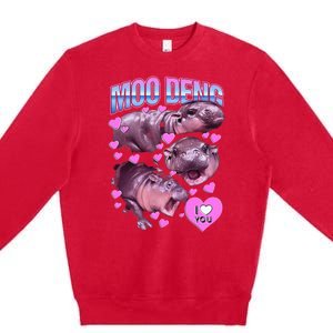 Moodeng Hippo The Famous Baby Pigmy Moodeng Premium Crewneck Sweatshirt