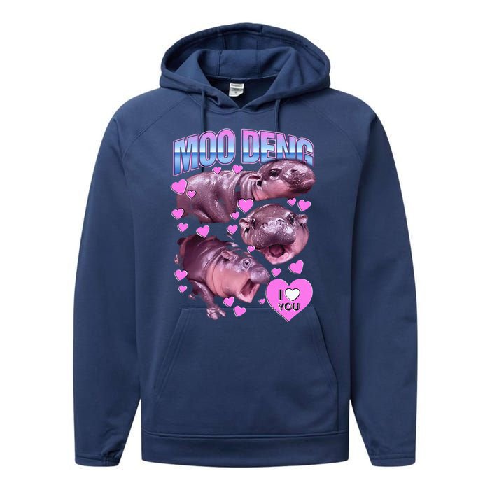 Moodeng Hippo The Famous Baby Pigmy Moodeng Performance Fleece Hoodie