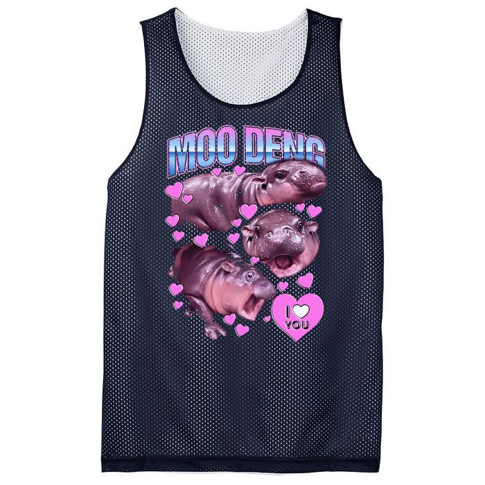 Moodeng Hippo The Famous Baby Pigmy Moodeng Mesh Reversible Basketball Jersey Tank