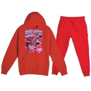 Moodeng Hippo The Famous Baby Pigmy Moodeng Premium Hooded Sweatsuit Set