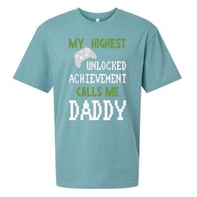 My Highest Unlocked Achievement Calls Me Daddy Fathers Day Sueded Cloud Jersey T-Shirt