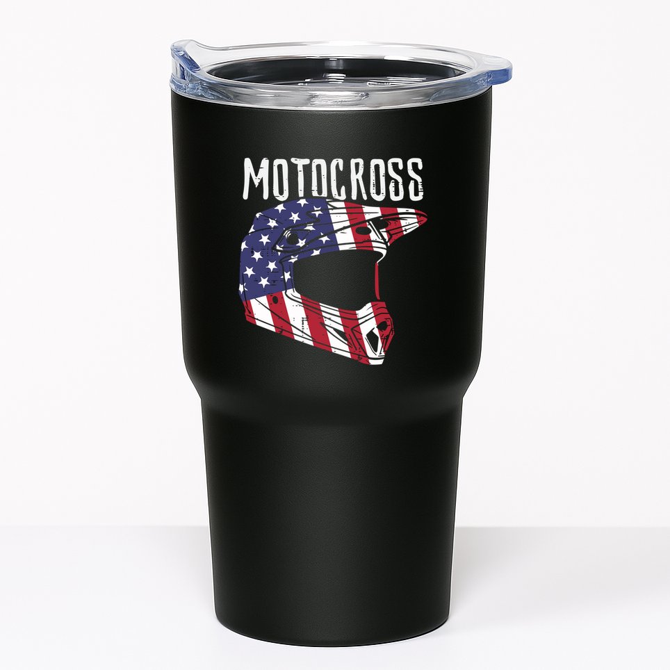 Motocross Helmet Us Flag Dirt Bike Patriot Biker Boy Tumbler