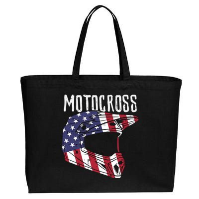 Motocross Helmet Us Flag Dirt Bike Patriot Biker Boy Cotton Canvas Jumbo Tote