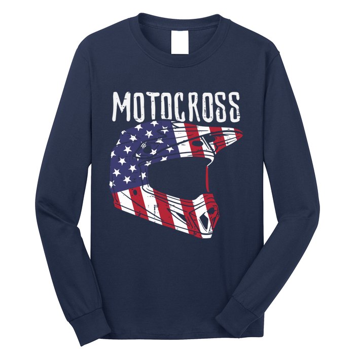 Motocross Helmet Us Flag Dirt Bike Patriot Biker Boy Long Sleeve Shirt