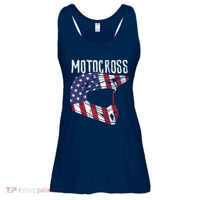 Motocross Helmet Us Flag Dirt Bike Patriot Biker Boy Ladies Essential Flowy Tank