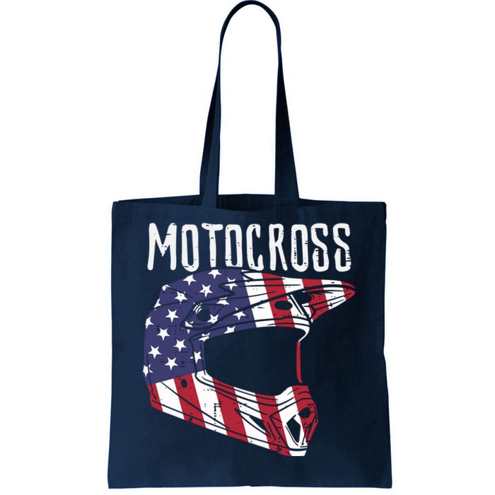 Motocross Helmet Us Flag Dirt Bike Patriot Biker Boy Tote Bag