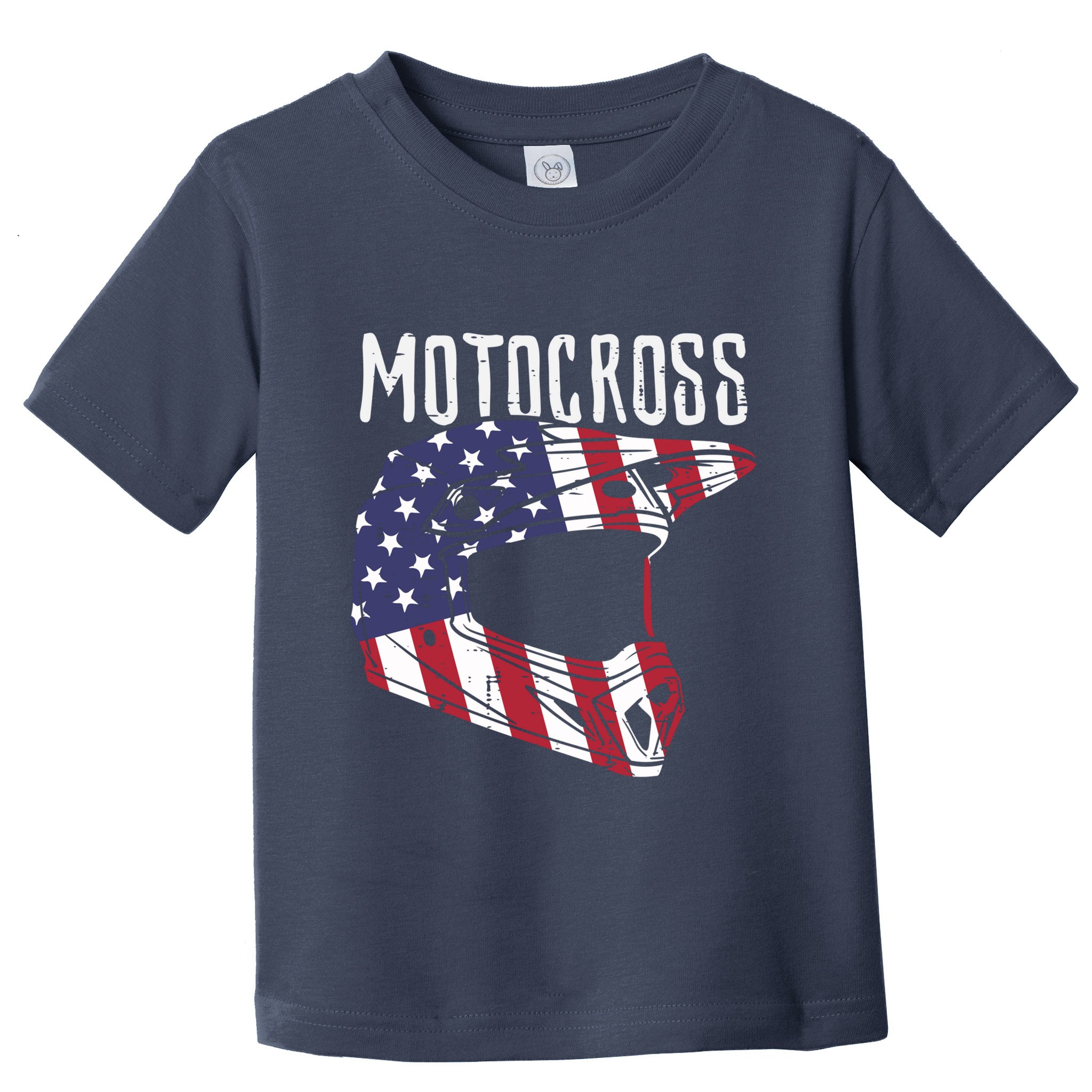 Motocross Helmet Us Flag Dirt Bike Patriot Biker Boy Toddler T-Shirt