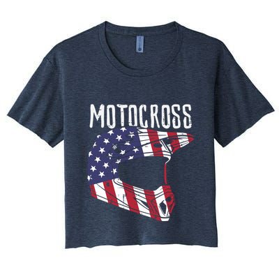 Motocross Helmet Us Flag Dirt Bike Patriot Biker Boy Crop Top
