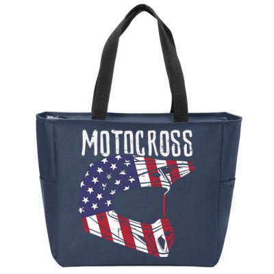 Motocross Helmet Us Flag Dirt Bike Patriot Biker Boy Zip Tote Bag