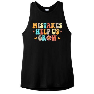 Mistakes Help Us Grow Positive Quote Ladies PosiCharge Tri-Blend Wicking Tank