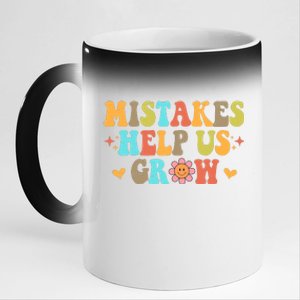 Mistakes Help Us Grow Positive Quote 11oz Black Color Changing Mug