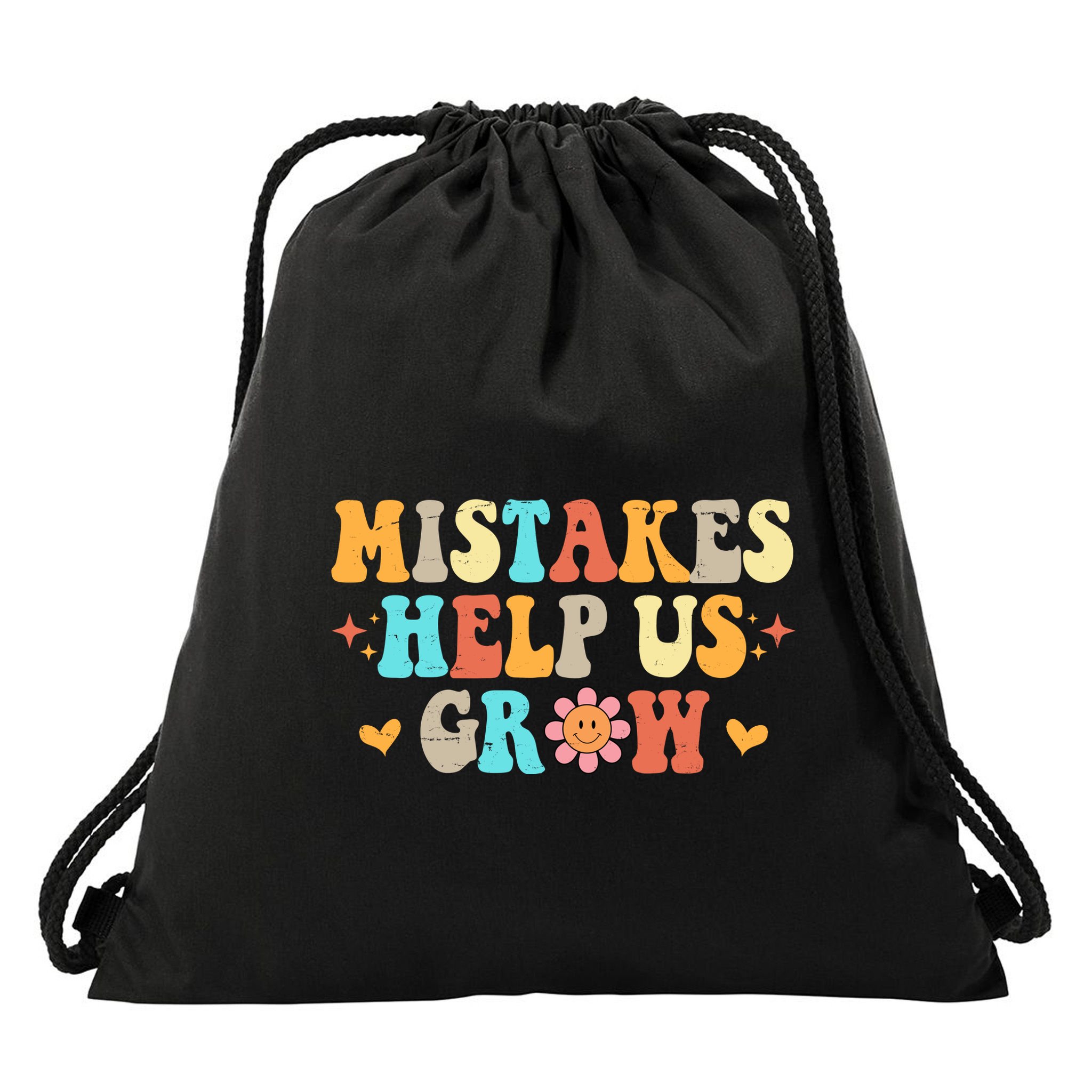 Mistakes Help Us Grow Positive Quote Drawstring Bag