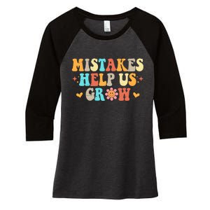 Mistakes Help Us Grow Positive Quote Women's Tri-Blend 3/4-Sleeve Raglan Shirt