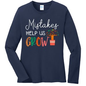 Mistakes Help Us Grow Teacher Student Mindset Motivation Ladies Long Sleeve Shirt