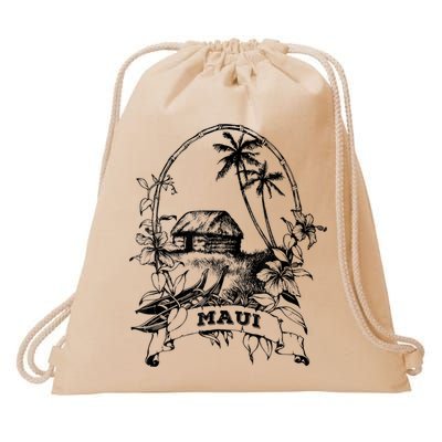 Maui Hawaii Vintage Retro Throwback Classic Vacation Drawstring Bag