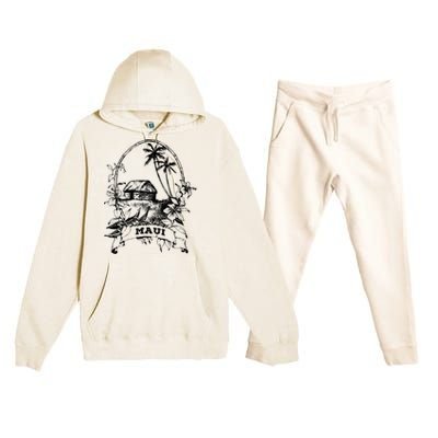 Maui Hawaii Vintage Retro Throwback Classic Vacation Premium Hooded Sweatsuit Set