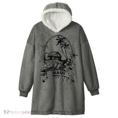 Maui Hawaii Vintage Retro Throwback Classic Vacation Hooded Wearable Blanket