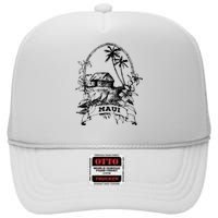 Maui Hawaii Vintage Retro Throwback Classic Vacation High Crown Mesh Back Trucker Hat