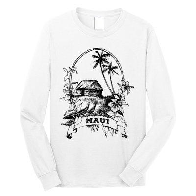 Maui Hawaii Vintage Retro Throwback Classic Vacation Long Sleeve Shirt