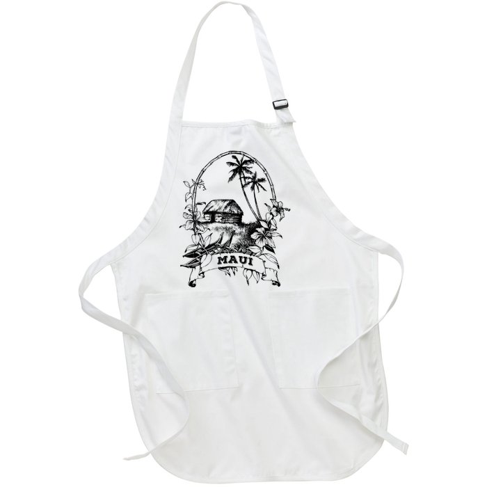 Maui Hawaii Vintage Retro Throwback Classic Vacation Full-Length Apron With Pockets