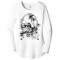 Maui Hawaii Vintage Retro Throwback Classic Vacation Women's Perfect Tri Tunic Long Sleeve Shirt