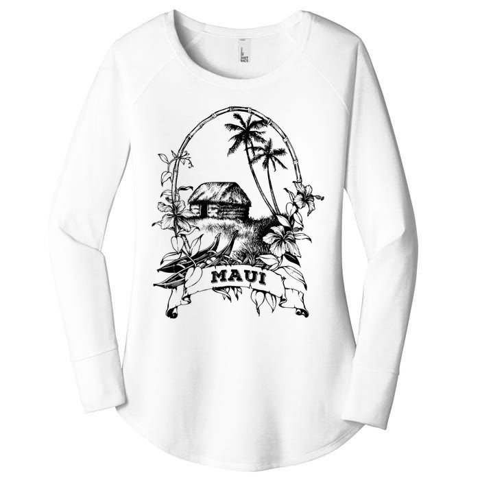 Maui Hawaii Vintage Retro Throwback Classic Vacation Women's Perfect Tri Tunic Long Sleeve Shirt