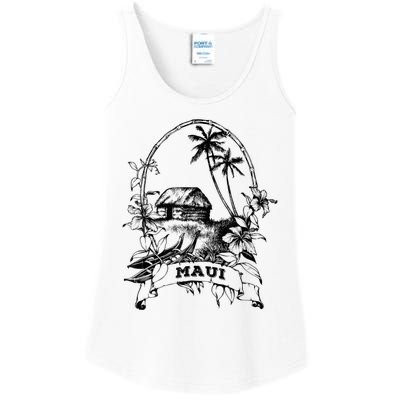 Maui Hawaii Vintage Retro Throwback Classic Vacation Ladies Essential Tank