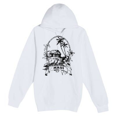 Maui Hawaii Vintage Retro Throwback Classic Vacation Premium Pullover Hoodie